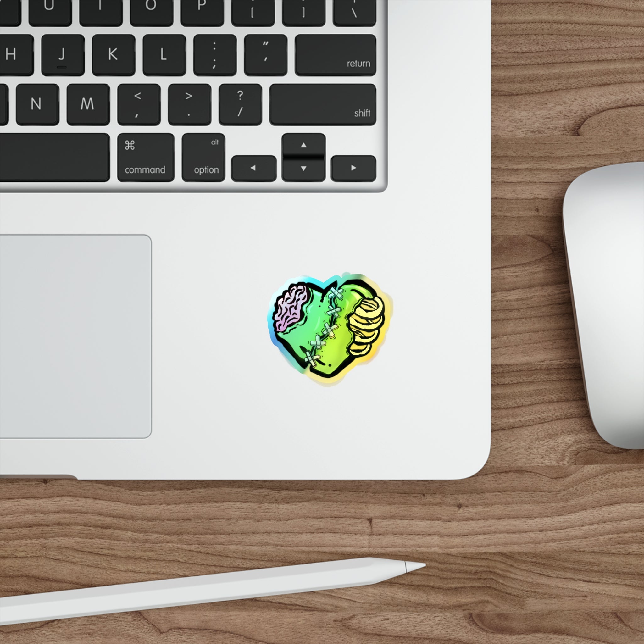 Zombie Heart Sticker holographic die-cut