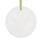 Highland Cow Illustration Acrylic Ornament | Colorful Highland Cattle Round Ornament