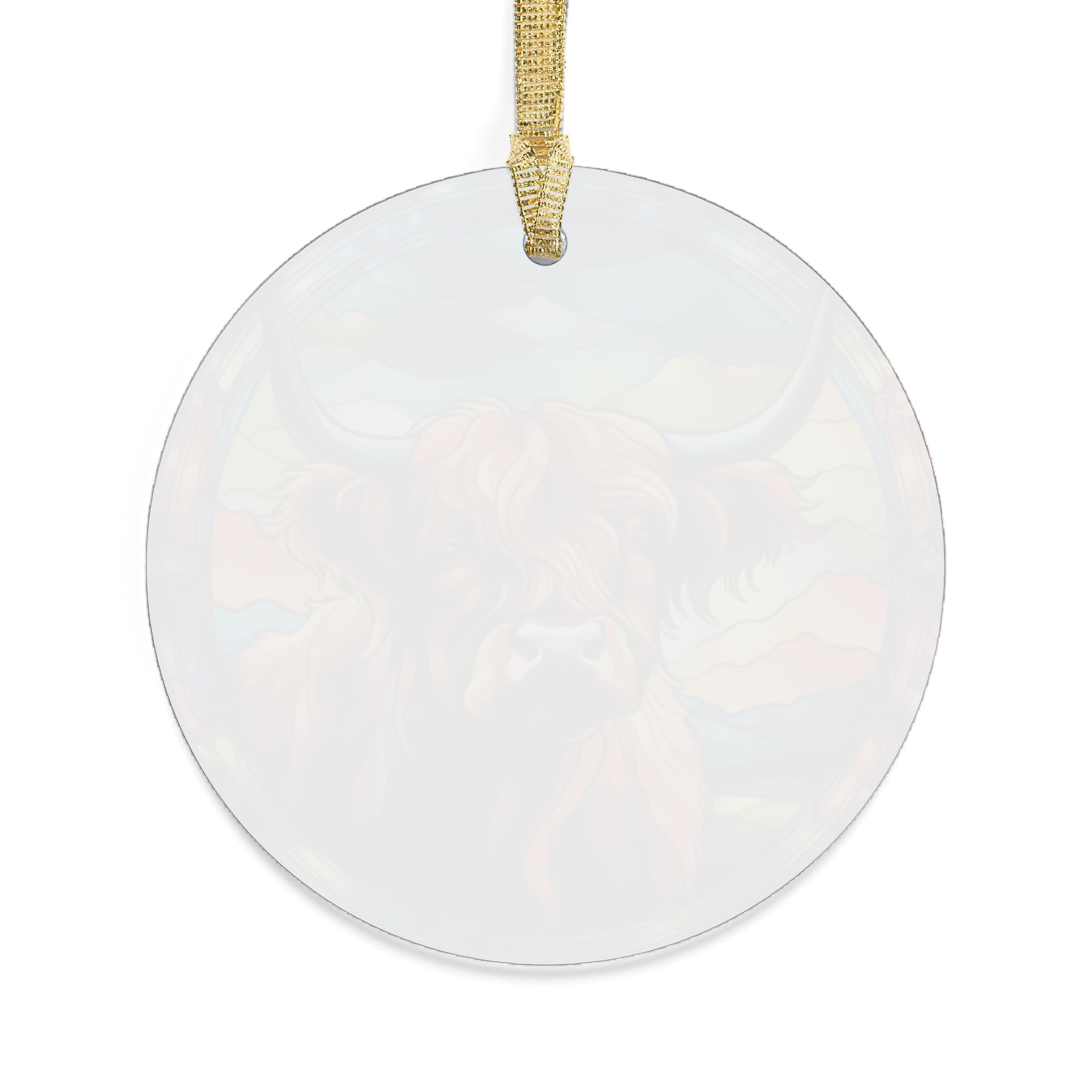 Highland Cow Illustration Acrylic Ornament | Colorful Highland Cattle Round Ornament