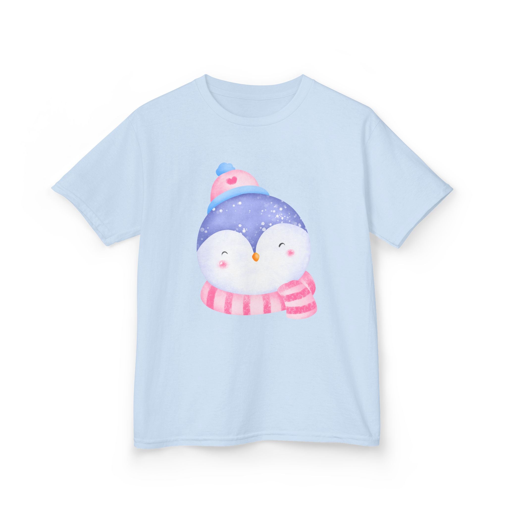 Kids Penguin Winter T-Shirt — Cute Penguin in Hat & Scarf