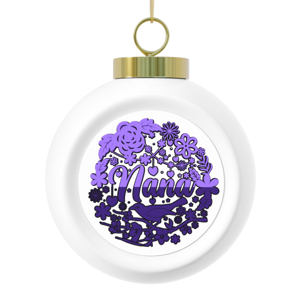 Mama Floral Christmas Ornament – Personalized Purple Floral Holiday Ball