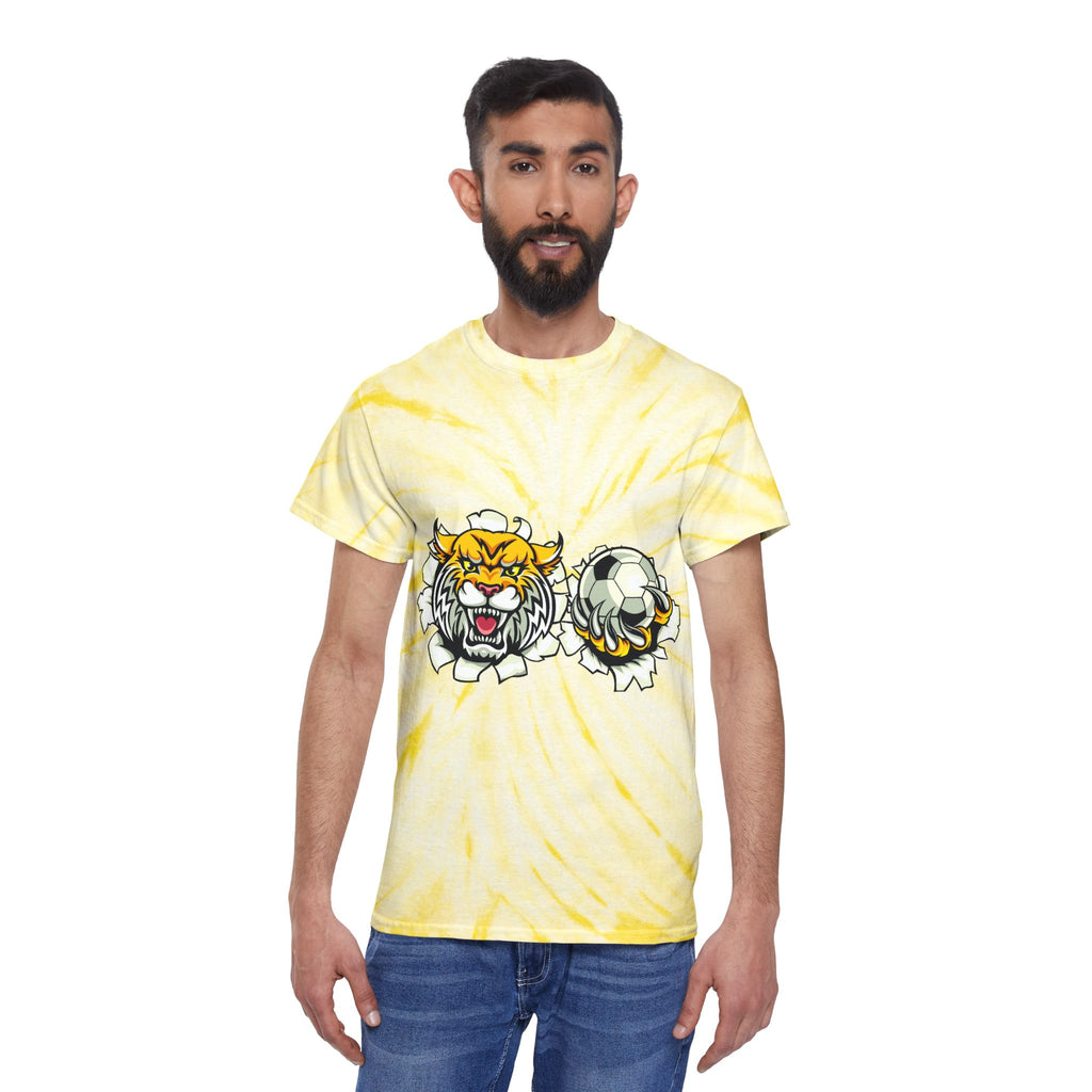 Bath Wildcats Yellow Tie-Dye Tee Soccer Design — Cyclone Spiral Graphic Shirt
