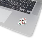 Christmas Ghost Kiss-Cut Sticker — Cute Santa Hat, Candy Cane & Holly Decal
