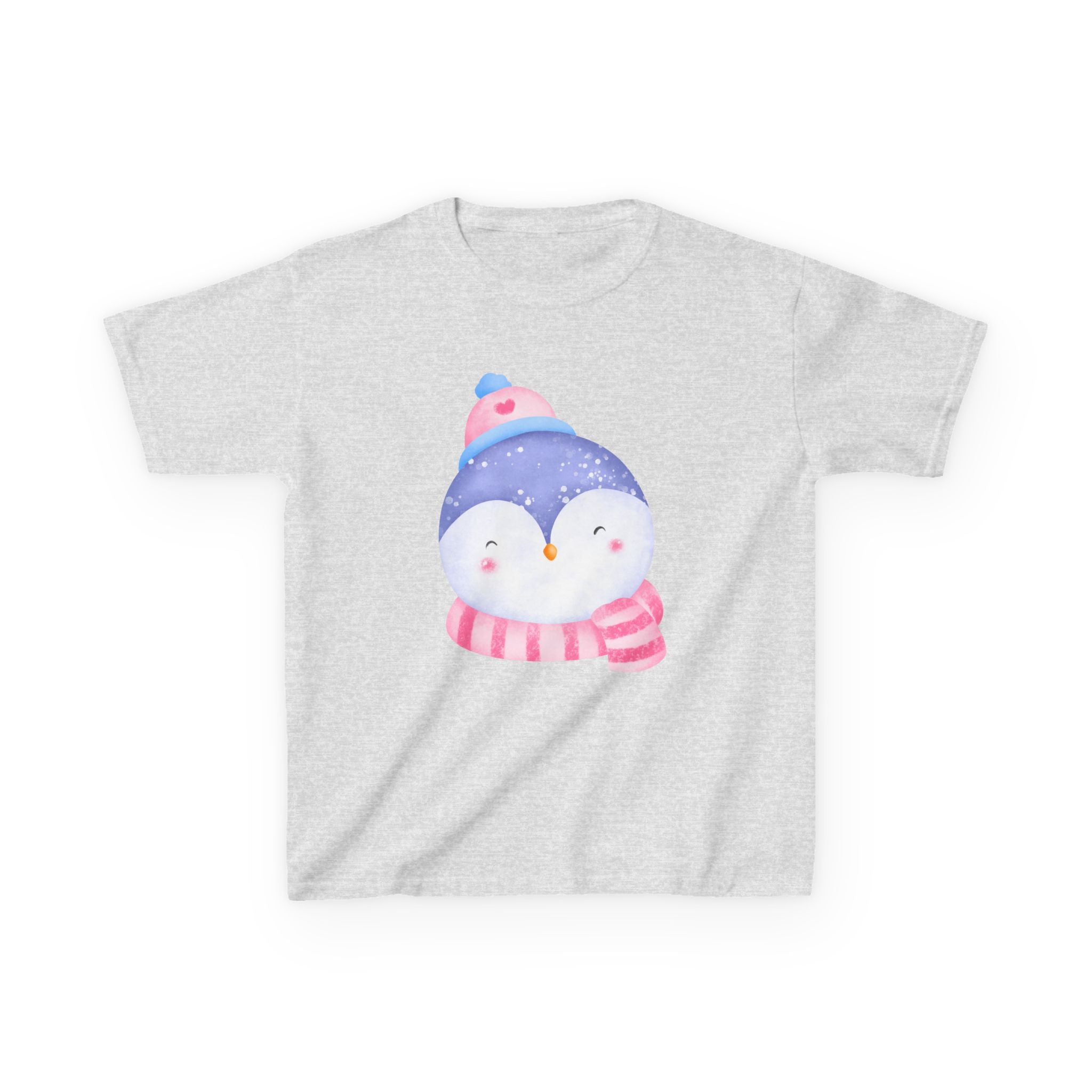 Kids Penguin Winter T-Shirt — Cute Penguin in Hat & Scarf