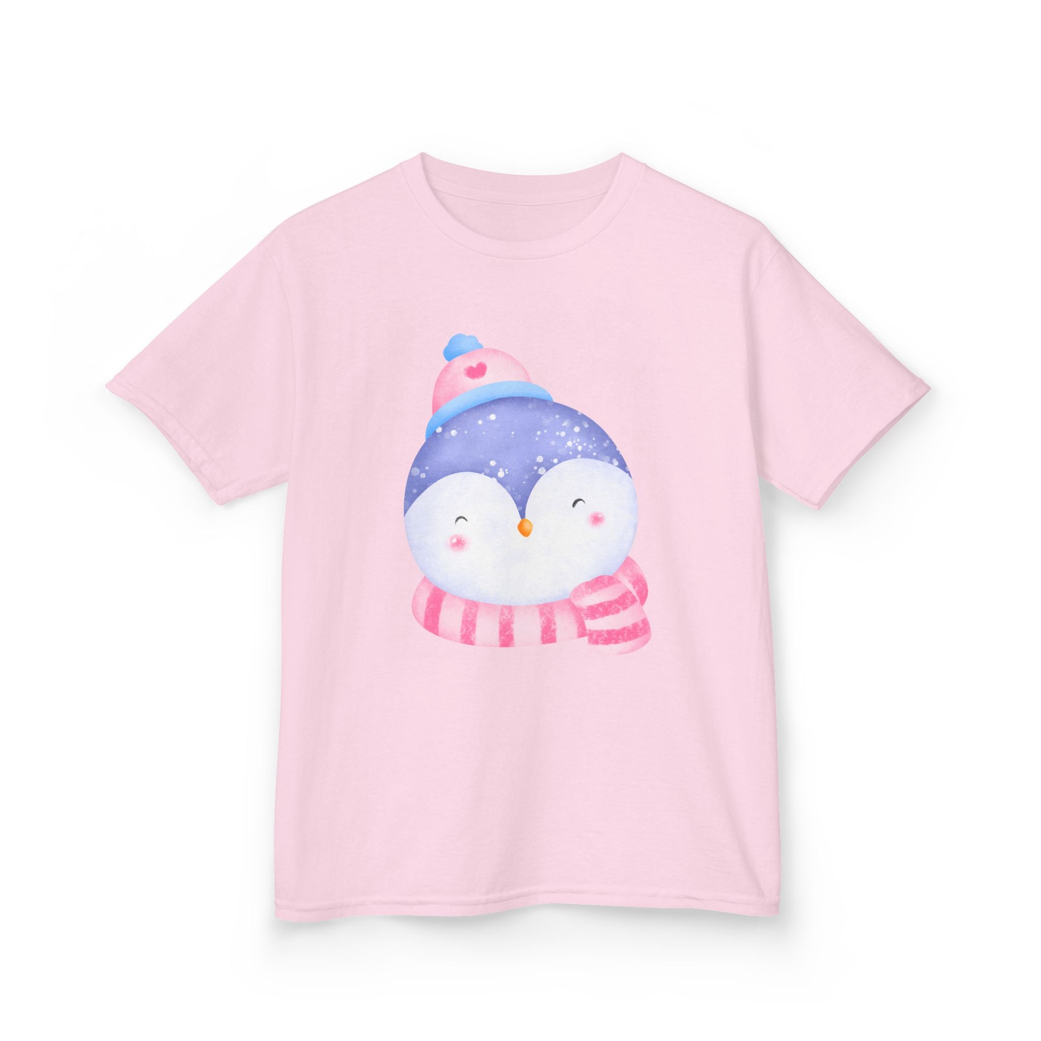 Kids Penguin Winter T-Shirt — Cute Penguin in Hat & Scarf