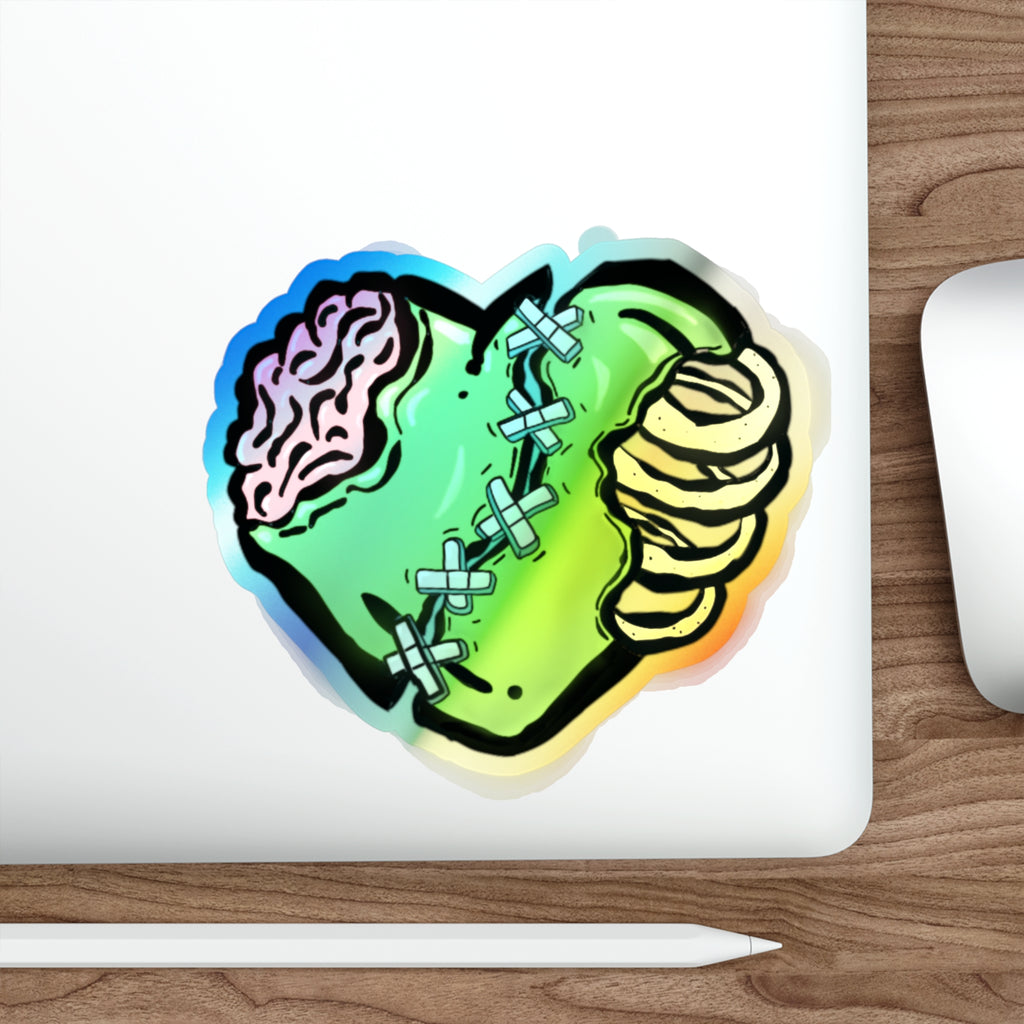 Zombie Heart Sticker holographic die-cut