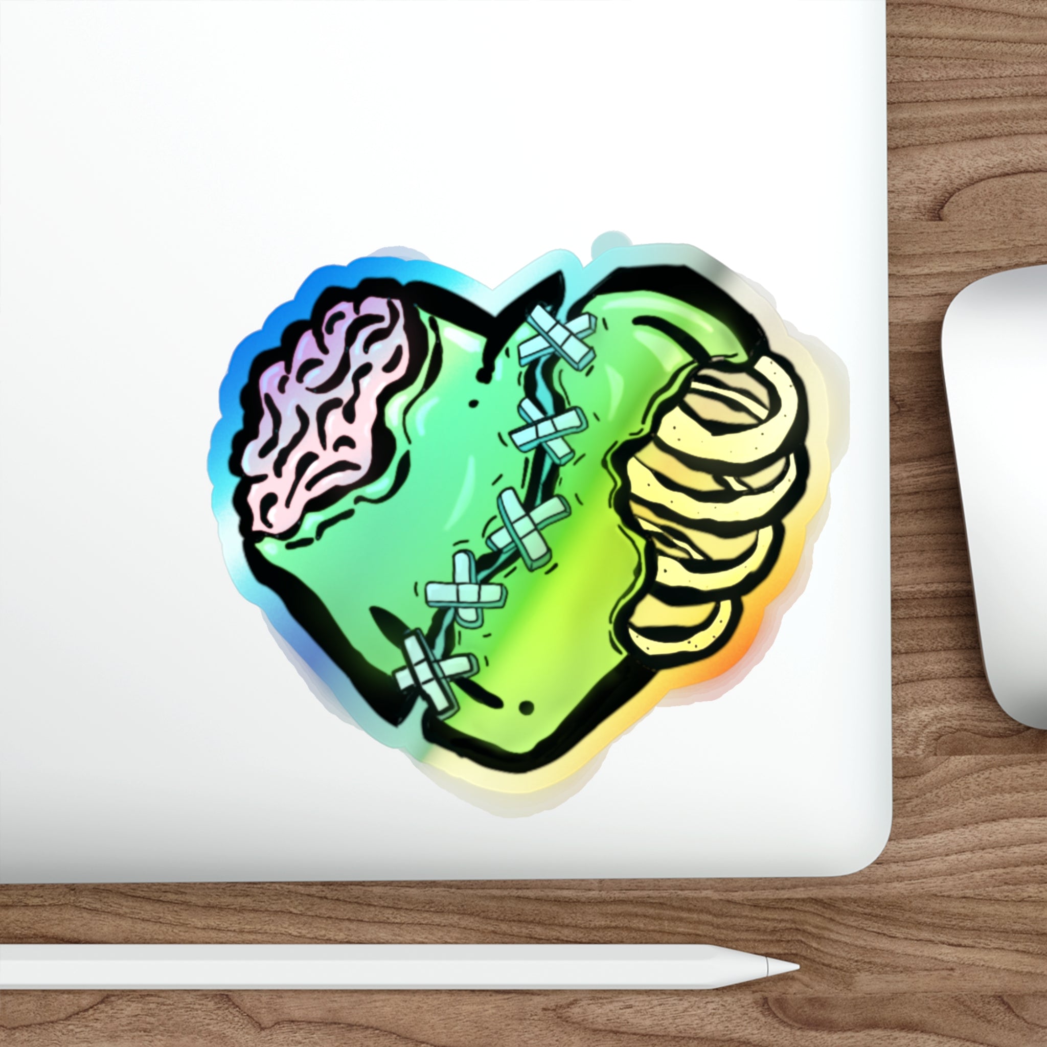Zombie Heart Sticker holographic die-cut