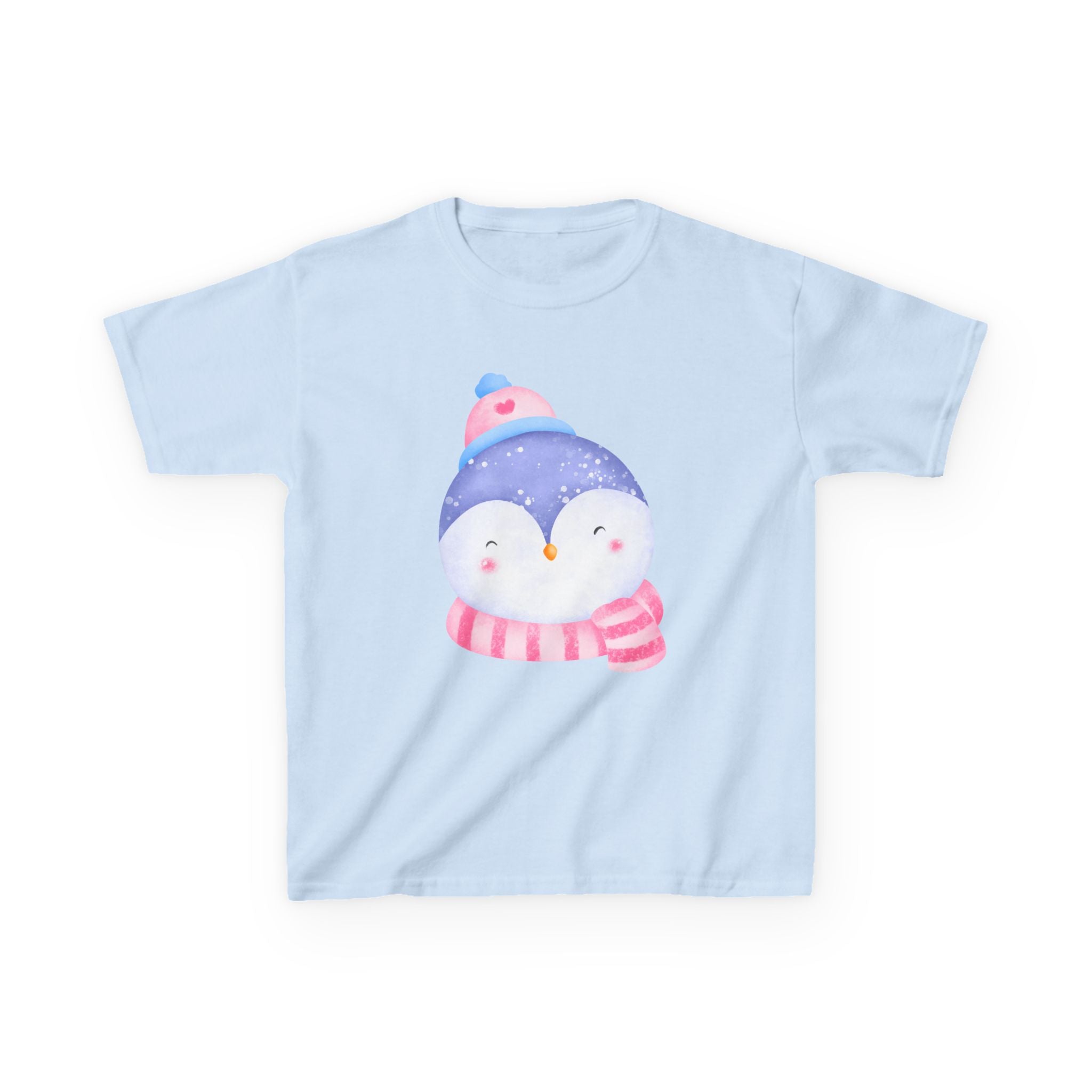 Kids Penguin Winter T-Shirt — Cute Penguin in Hat & Scarf