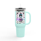 40oz Insulated Travel Mug – “Spooky Mom” Bat & Skull Design