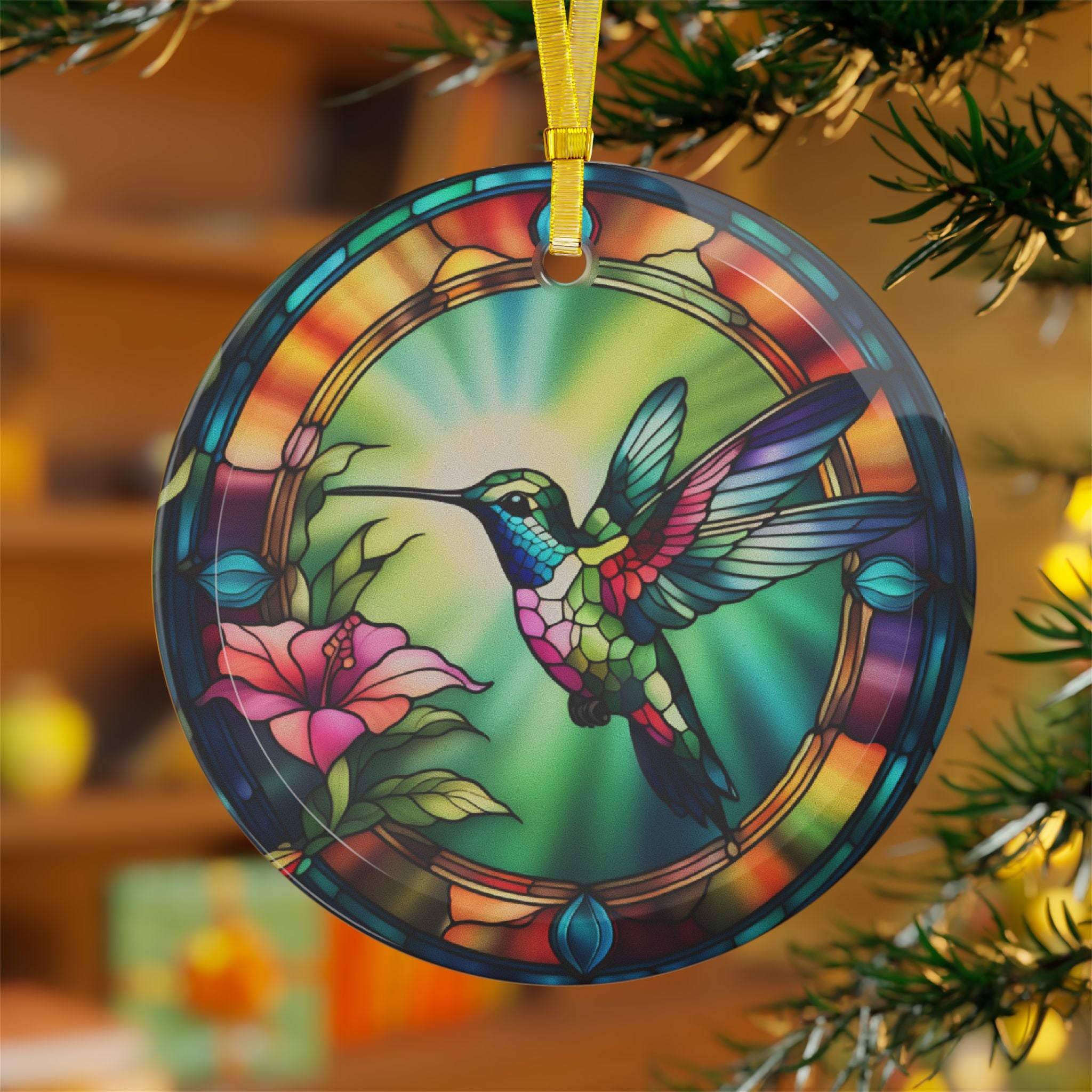 Hummingbird Stained Glass Ornament