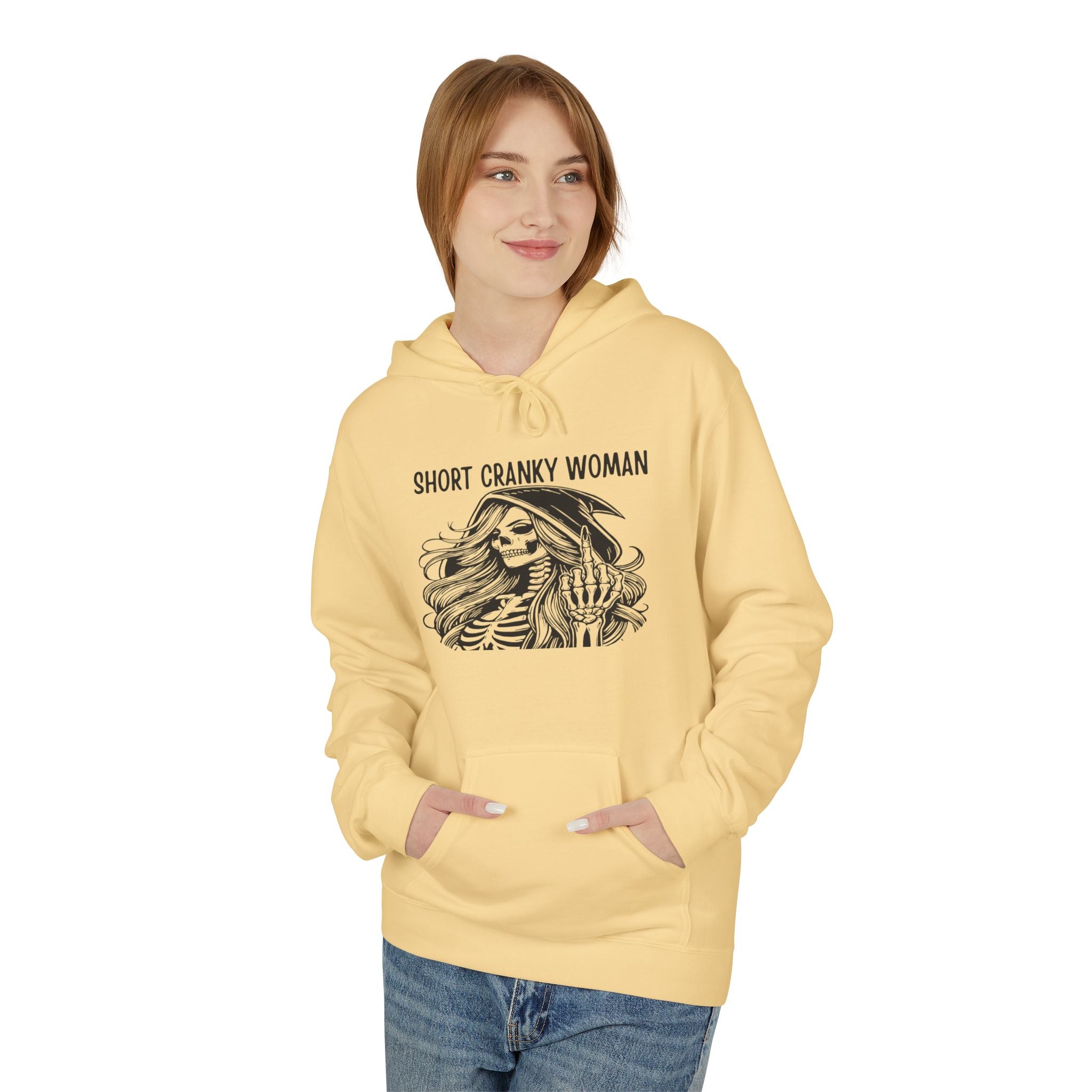 Short Cranky Woman Hoodie — Funny Grumpy Woman Graphic Pullover