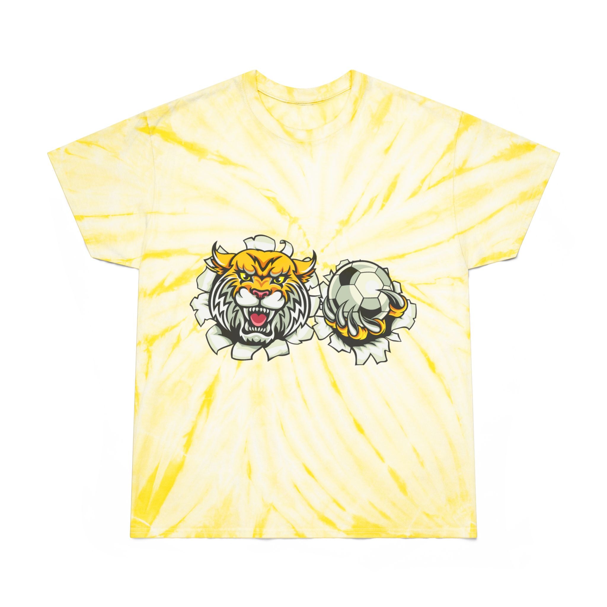 Bath Wildcats Yellow Tie-Dye Tee Soccer Design — Cyclone Spiral Graphic Shirt