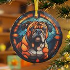 Bulldog Stained Glass Ornament