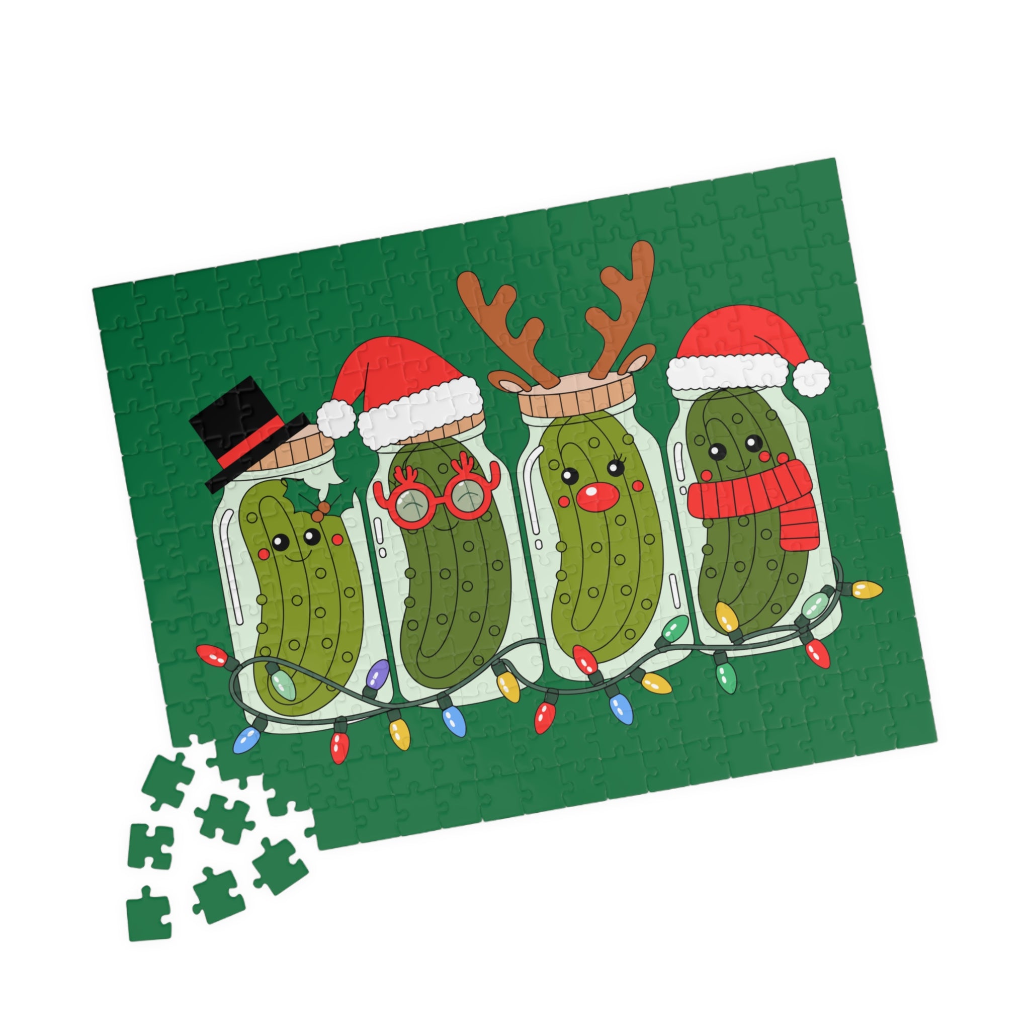 Holiday Pickle Family Puzzle — Festive Christmas Jigsaw (110–1014 pcs)