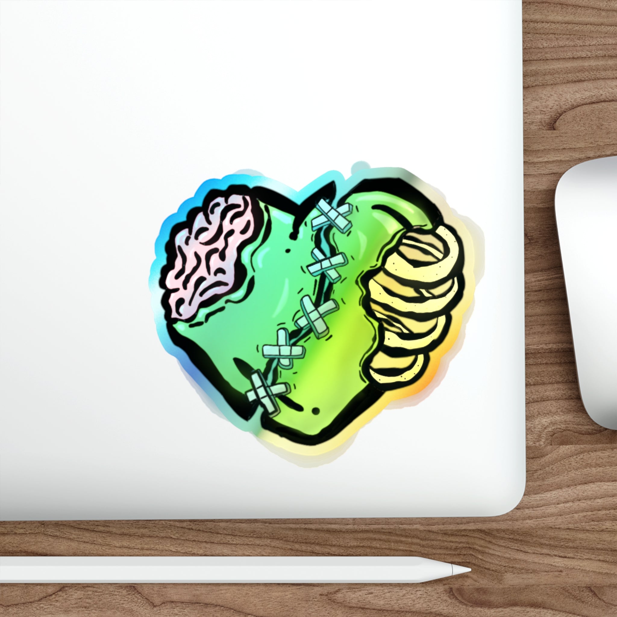 Zombie Heart Sticker holographic die-cut