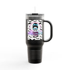 40oz Insulated Travel Mug – “Spooky Mom” Bat & Skull Design