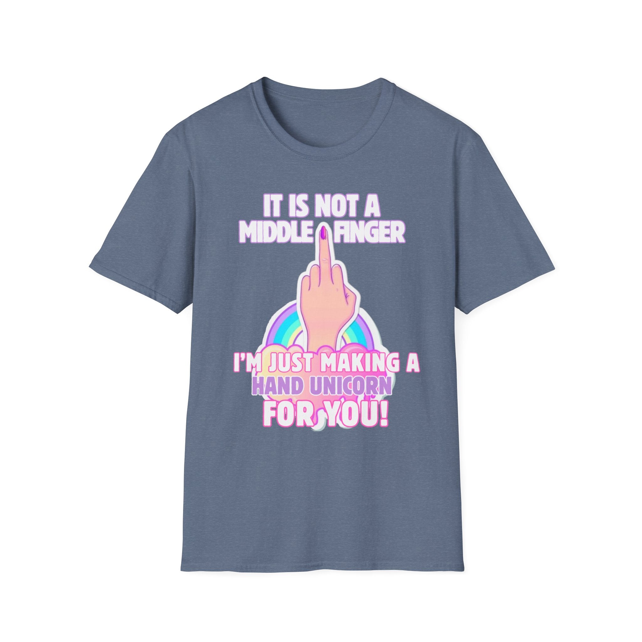 Unicorn Middle Finger T-Shirt | Funny Rainbow Graphic