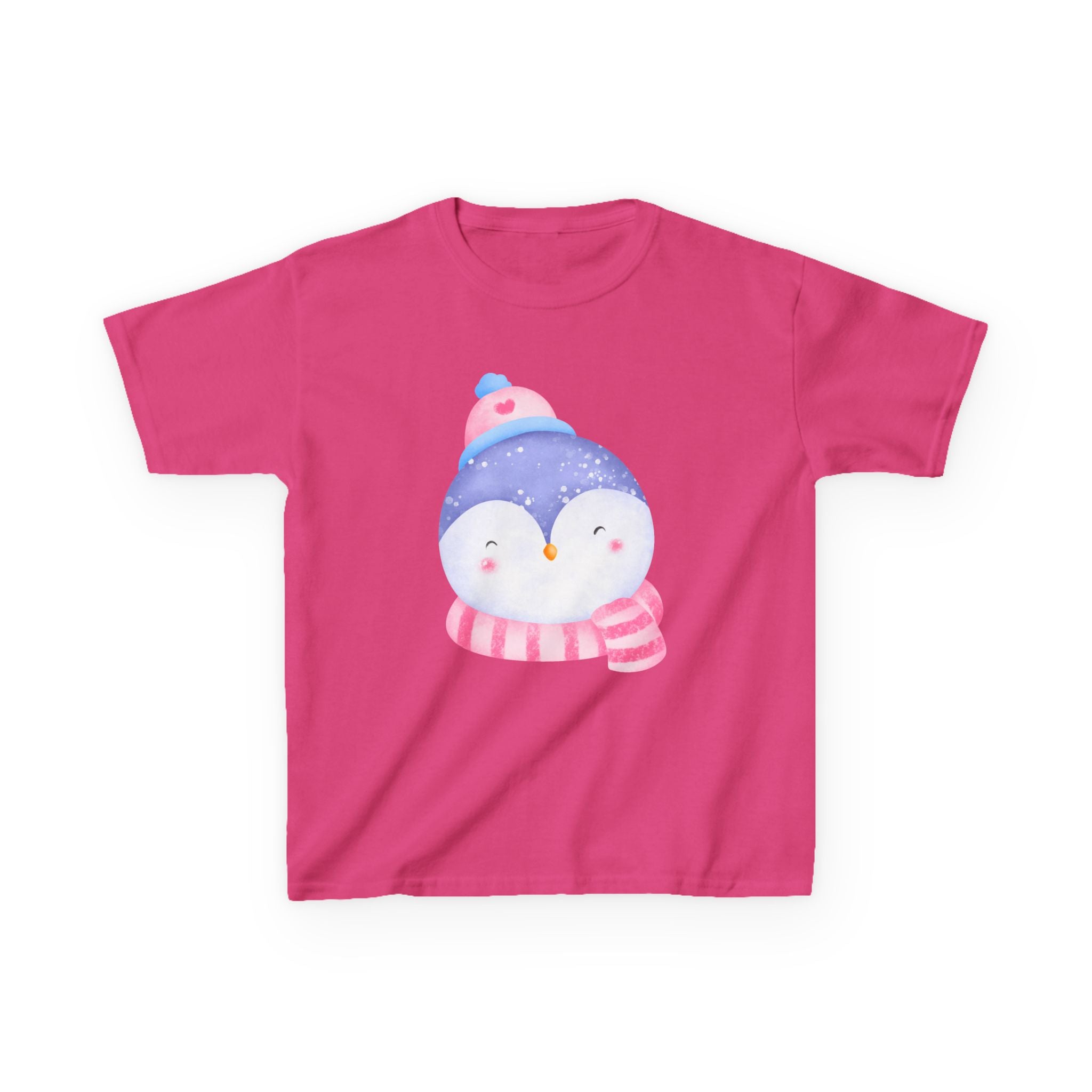 Kids Penguin Winter T-Shirt — Cute Penguin in Hat & Scarf