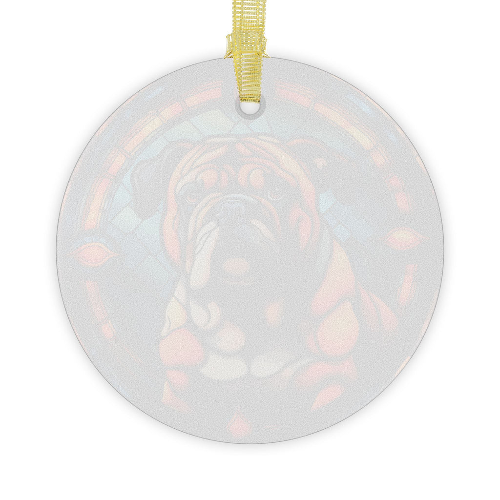 Bulldog Stained Glass Ornament