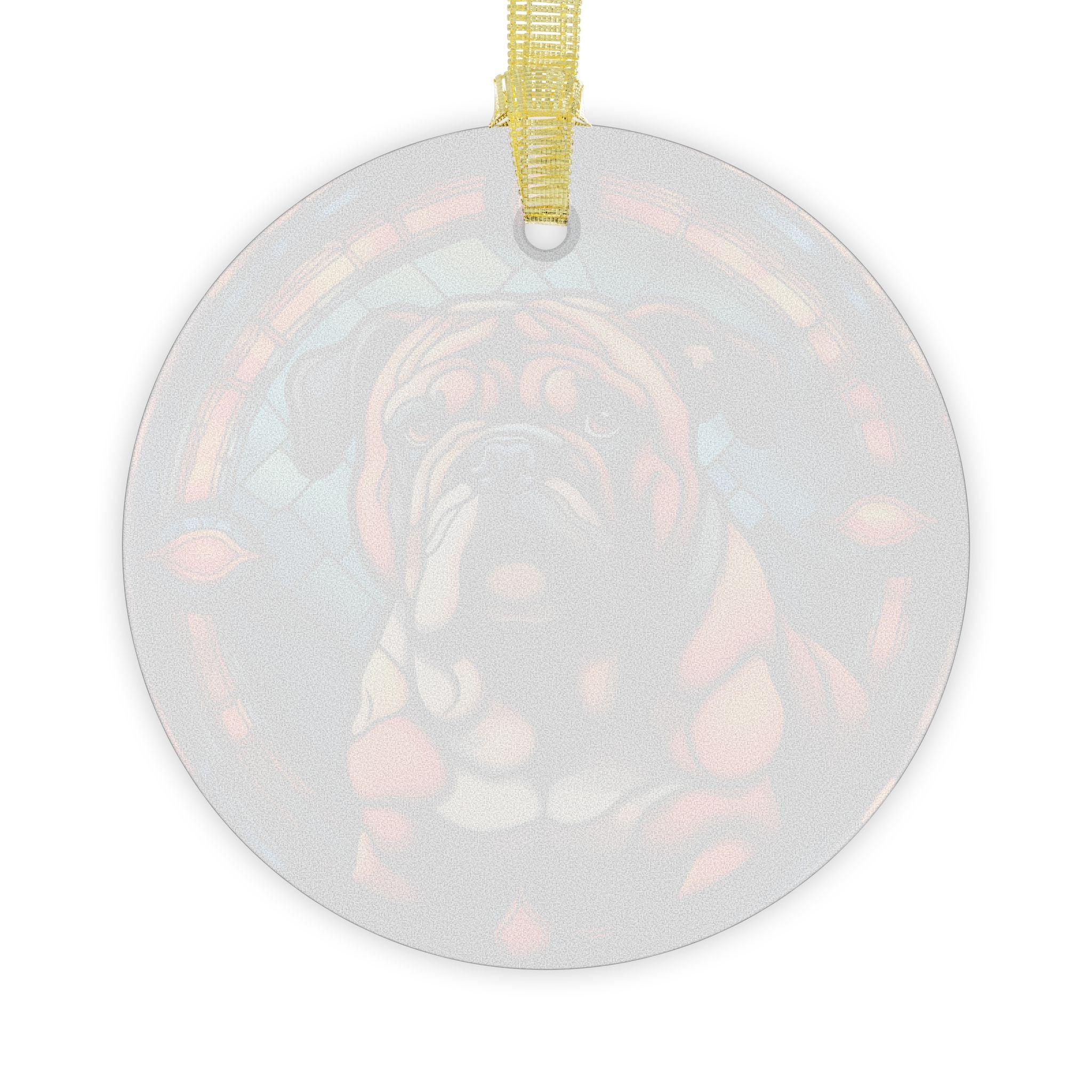Bulldog Stained Glass Ornament