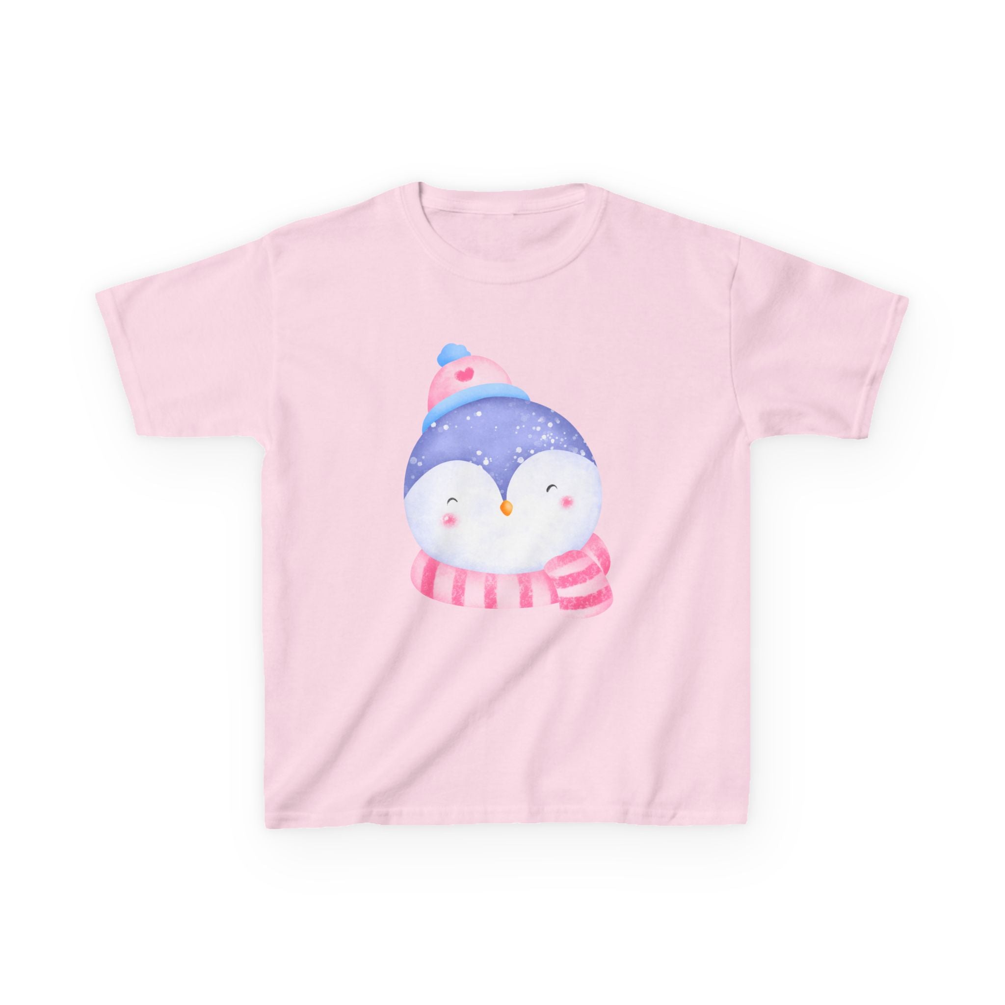 Kids Penguin Winter T-Shirt — Cute Penguin in Hat & Scarf