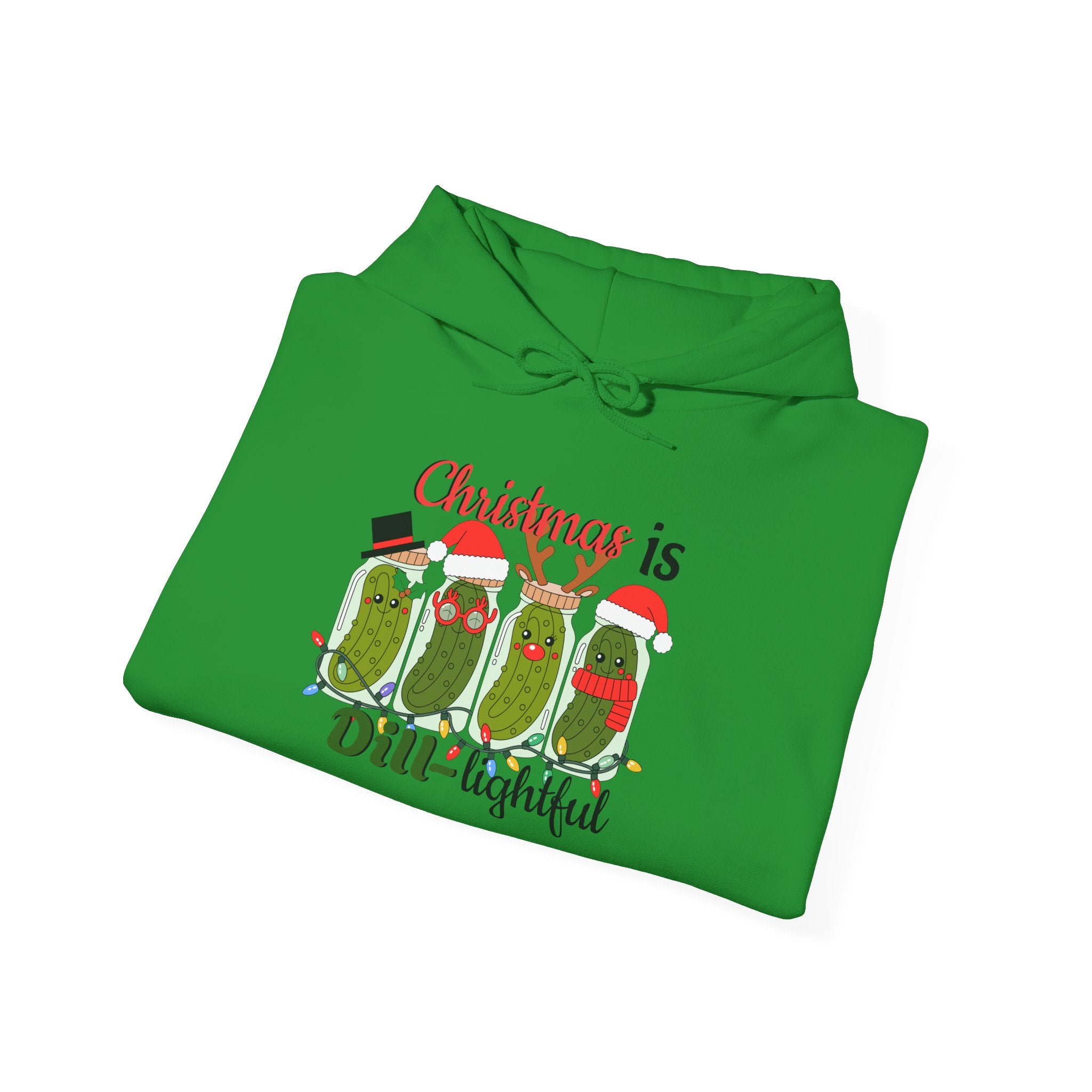 Christmas Dill Pickle Hooded Sweatshirt | Funny Holiday Pickle Design