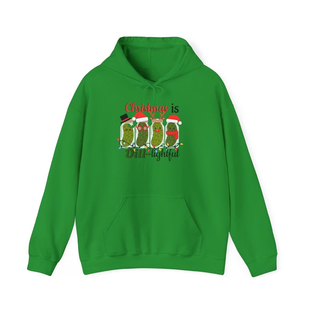 Christmas Dill Pickle Hooded Sweatshirt | Funny Holiday Pickle Design