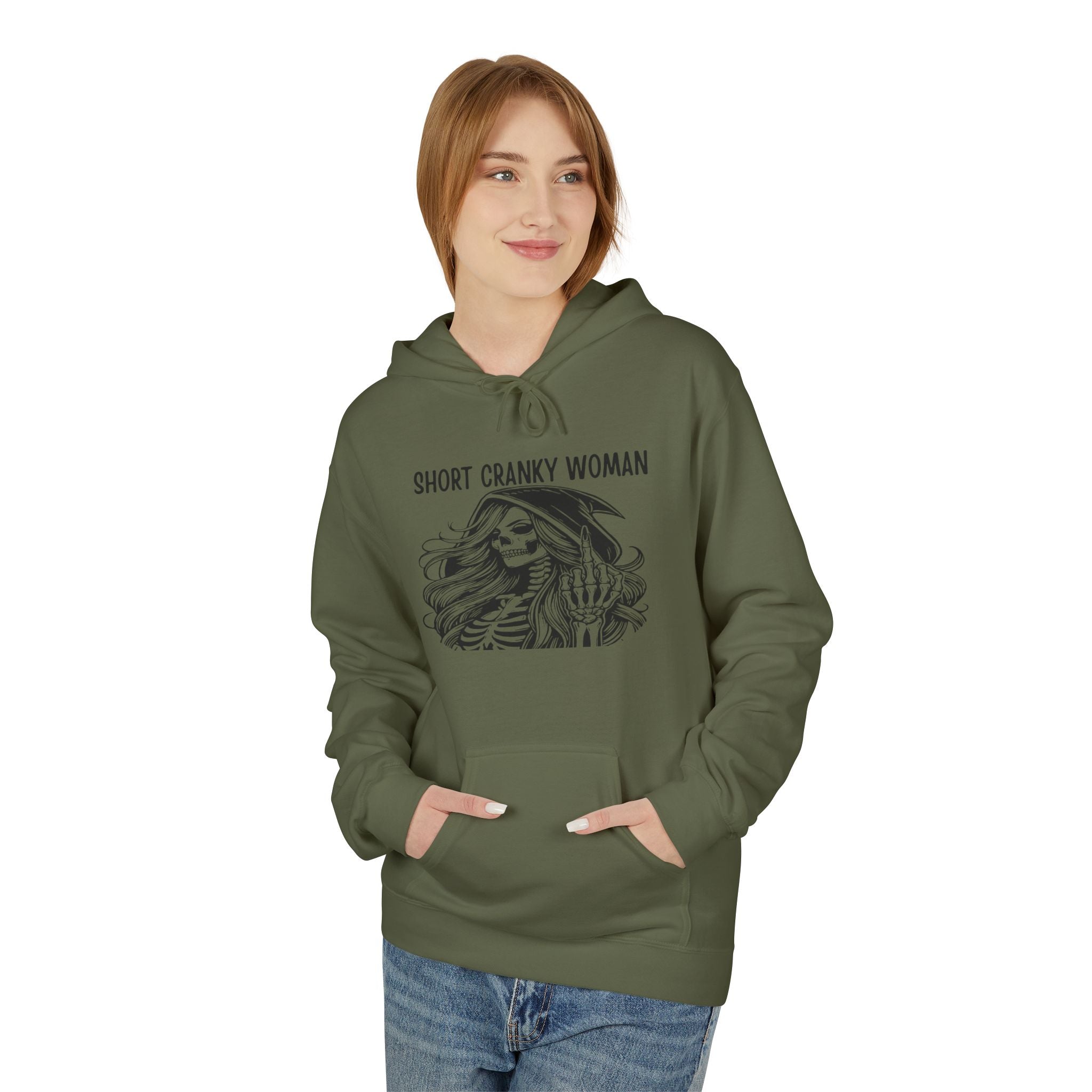 Short Cranky Woman Hoodie — Funny Grumpy Woman Graphic Pullover