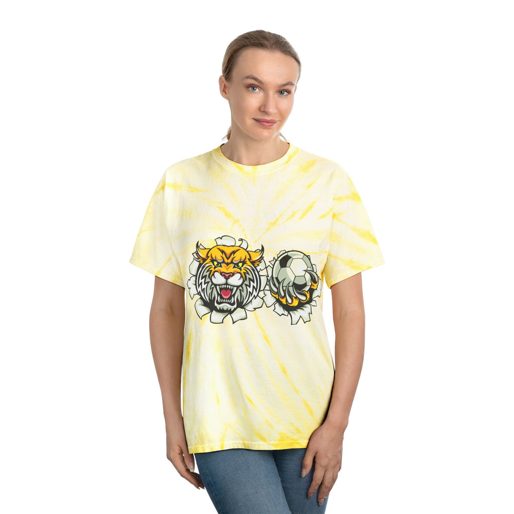 Bath Wildcats Yellow Tie-Dye Tee Soccer Design — Cyclone Spiral Graphic Shirt