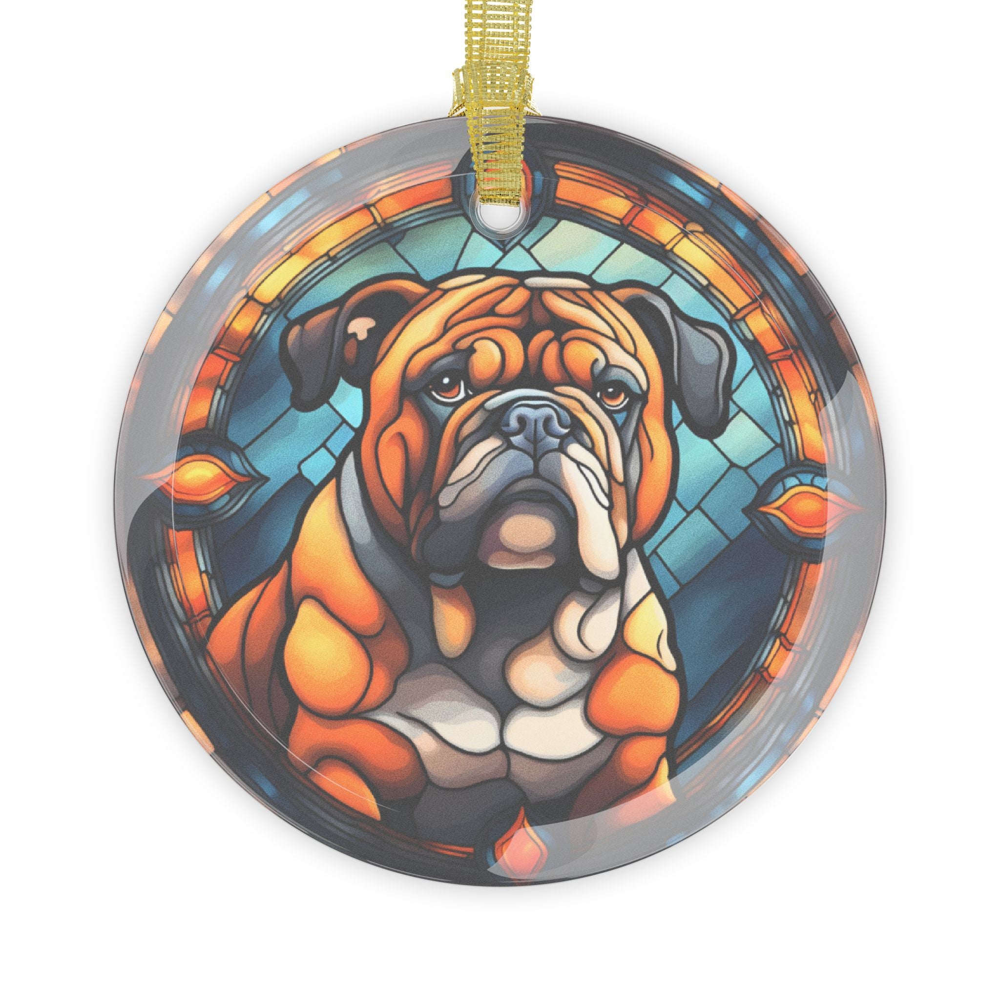 Bulldog Stained Glass Ornament
