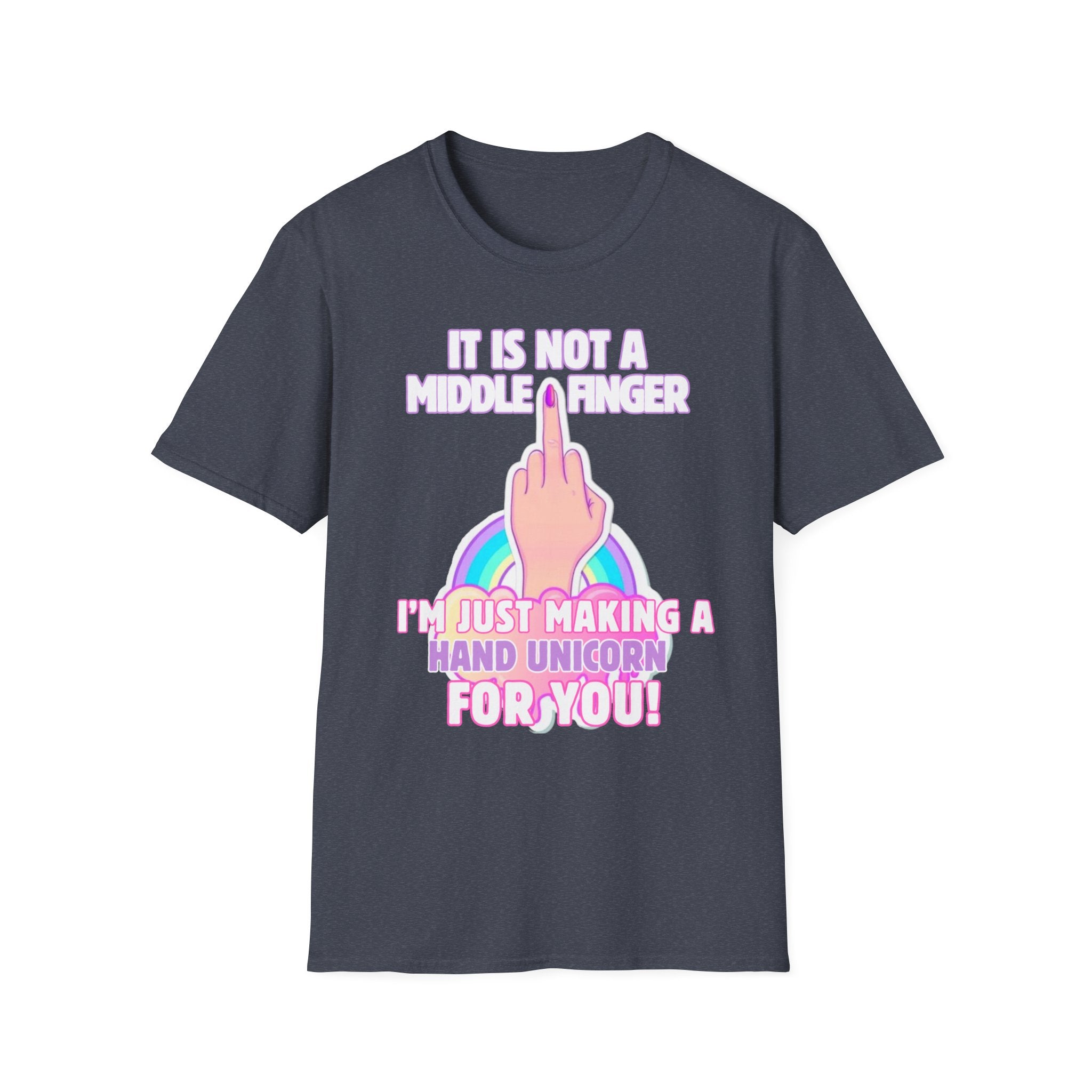 Unicorn Middle Finger T-Shirt | Funny Rainbow Graphic