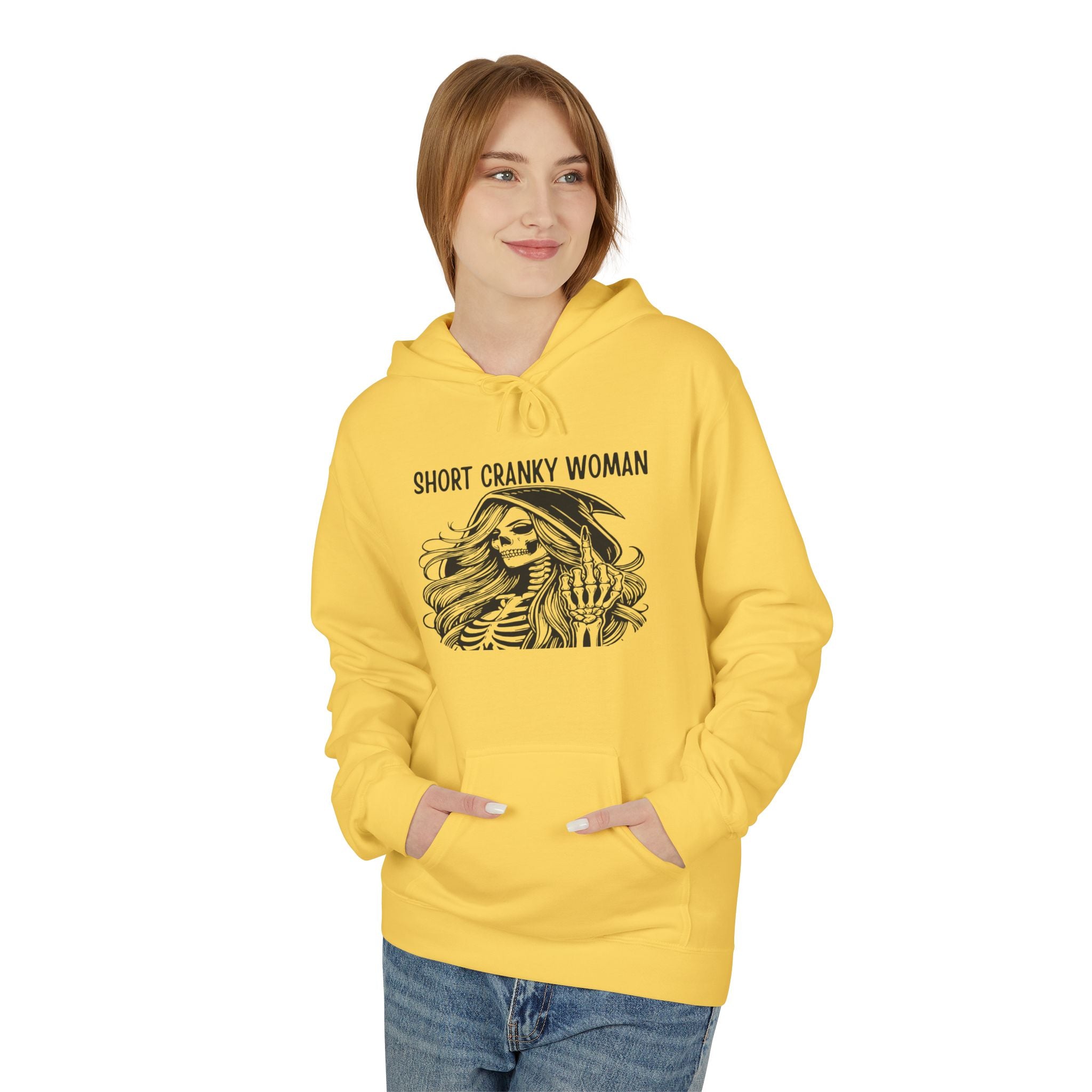 Short Cranky Woman Hoodie — Funny Grumpy Woman Graphic Pullover