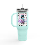 40oz Insulated Travel Mug – “Spooky Mom” Bat & Skull Design