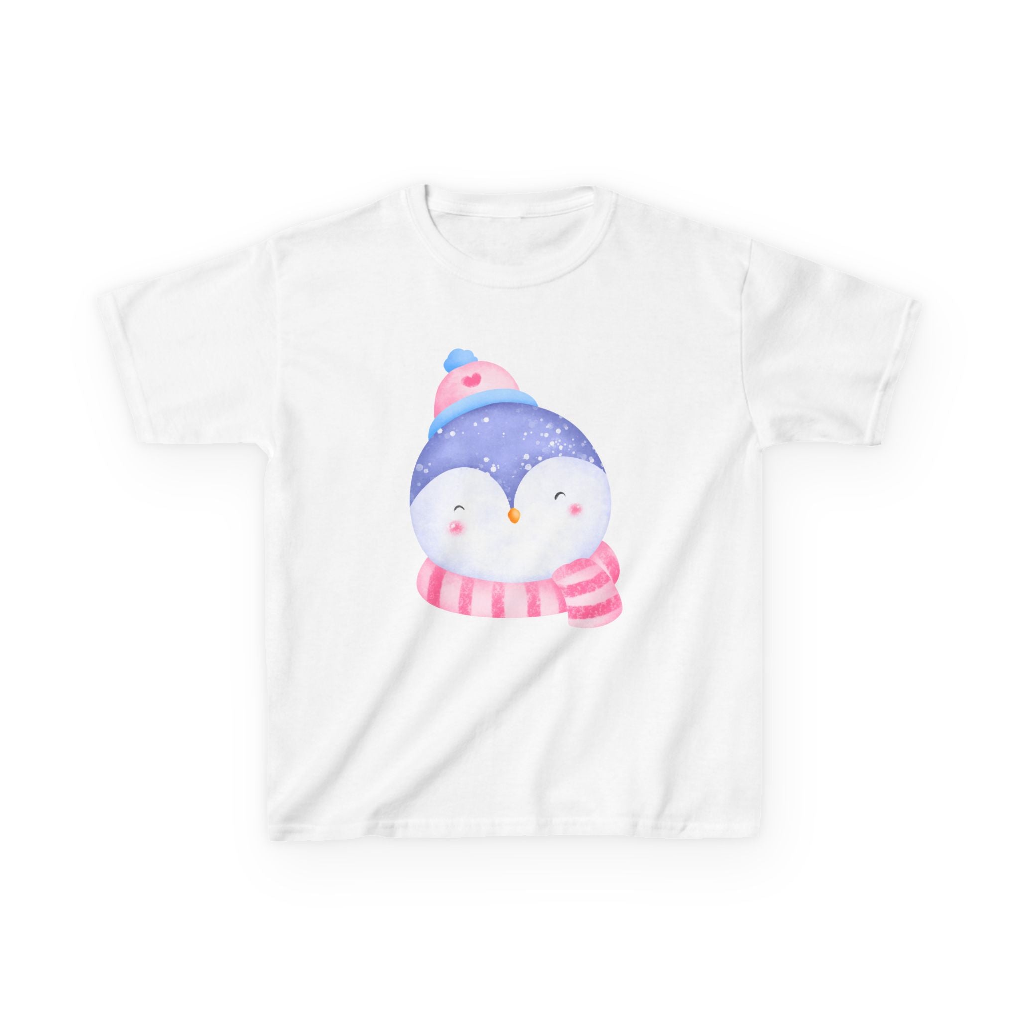 Kids Penguin Winter T-Shirt — Cute Penguin in Hat & Scarf