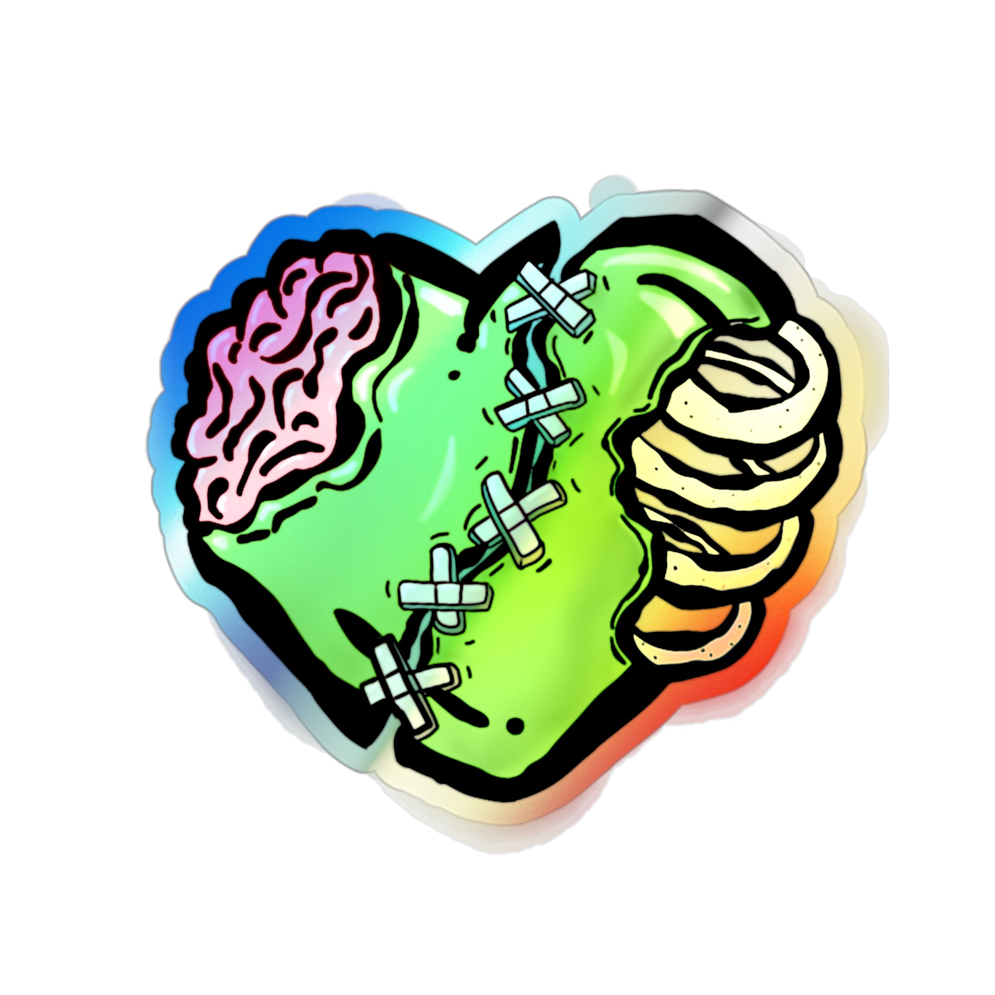 Zombie Heart Sticker holographic die-cut