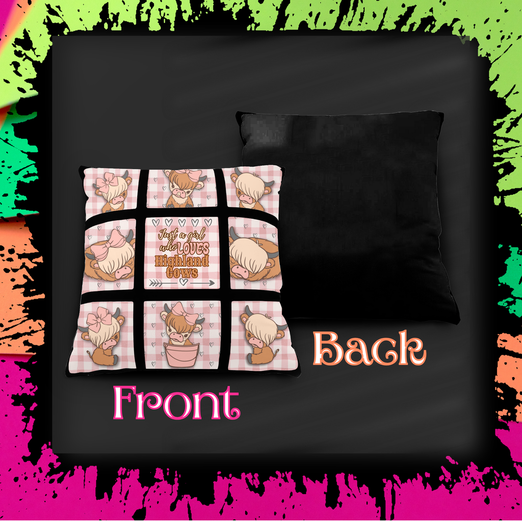 “Just a girl who Loves Highlnd Cows” Throw Pillow