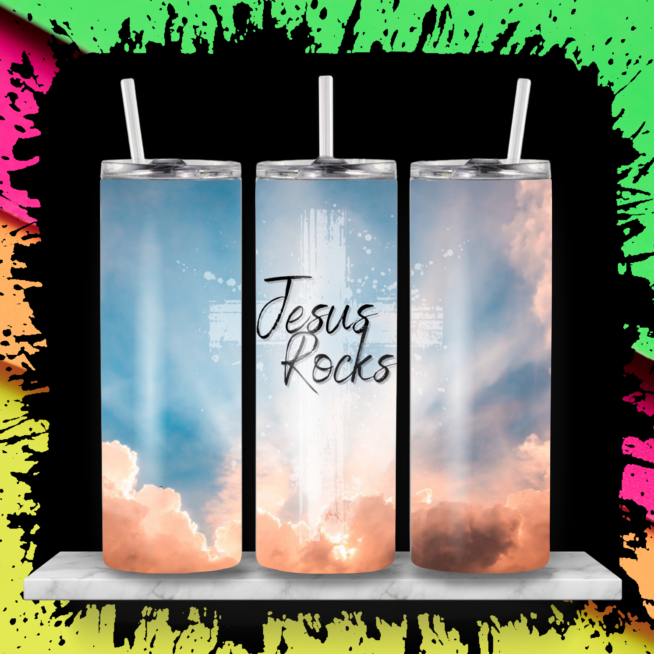 “Jesus Rocks” skinny Tumbler