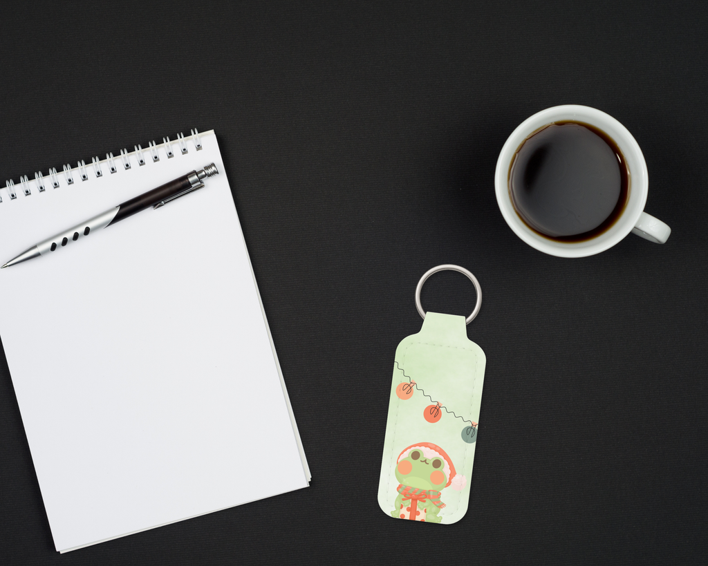 Festive Froggy Christmas chapstick Keychain