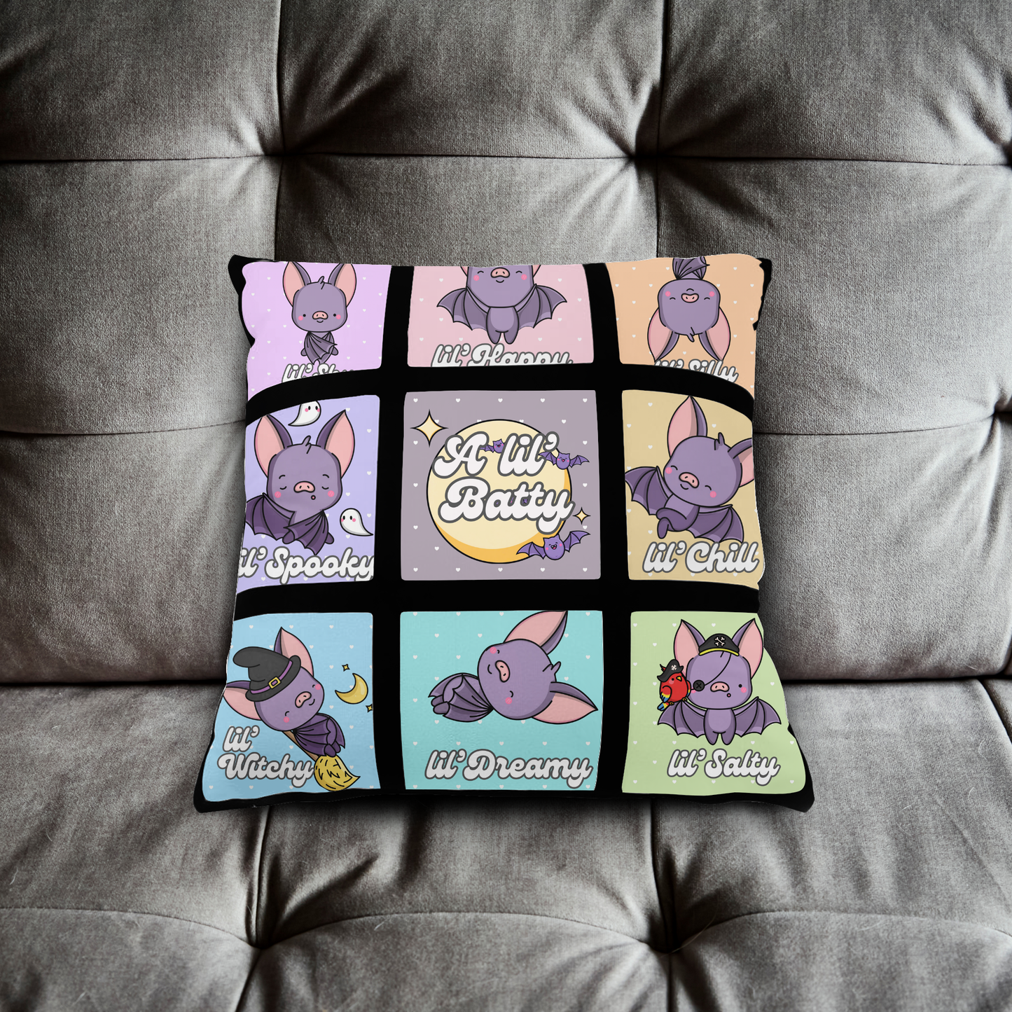 A Lil’ Batty Throw Pillow