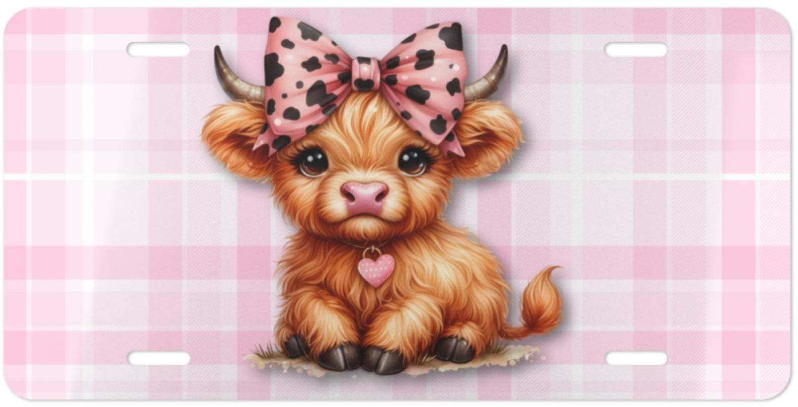 Pretty in Pink Highland Cow Vanity License Plate