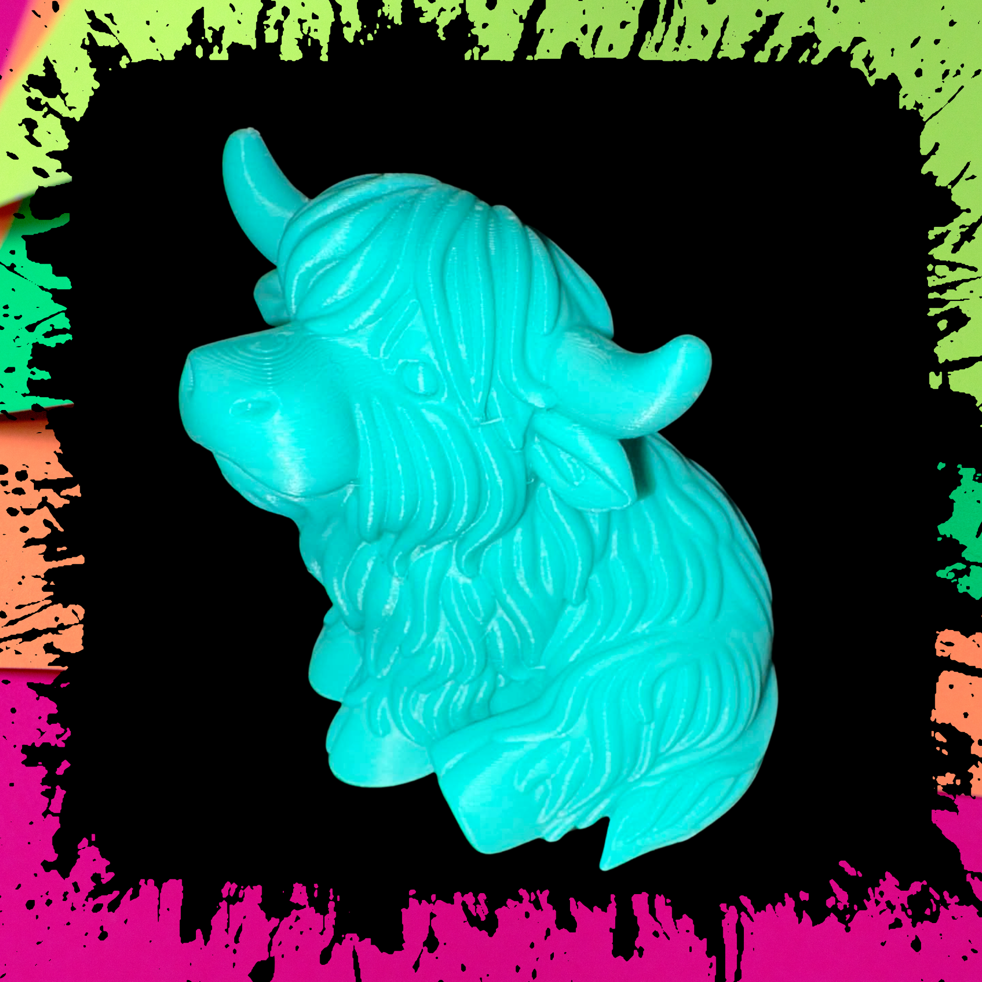 3D Printed Highland Cow figurine