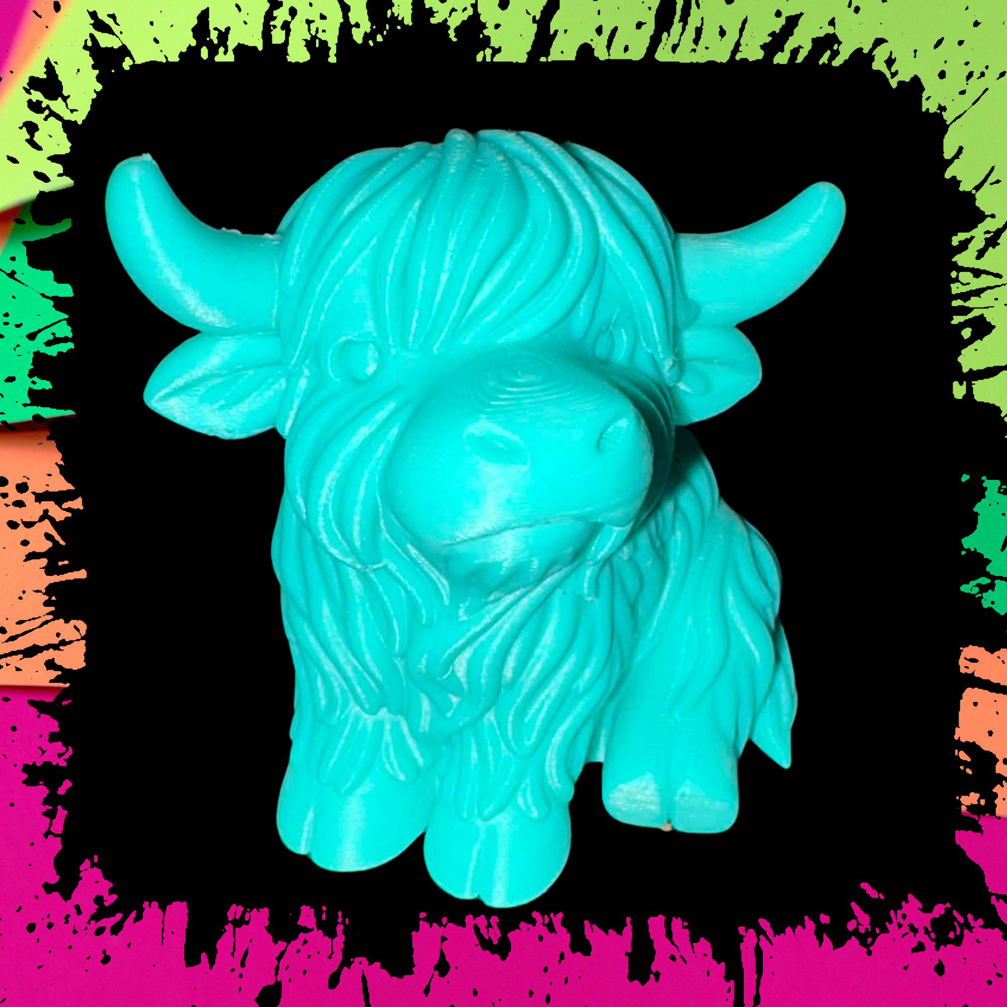 3D Printed Highland Cow figurine